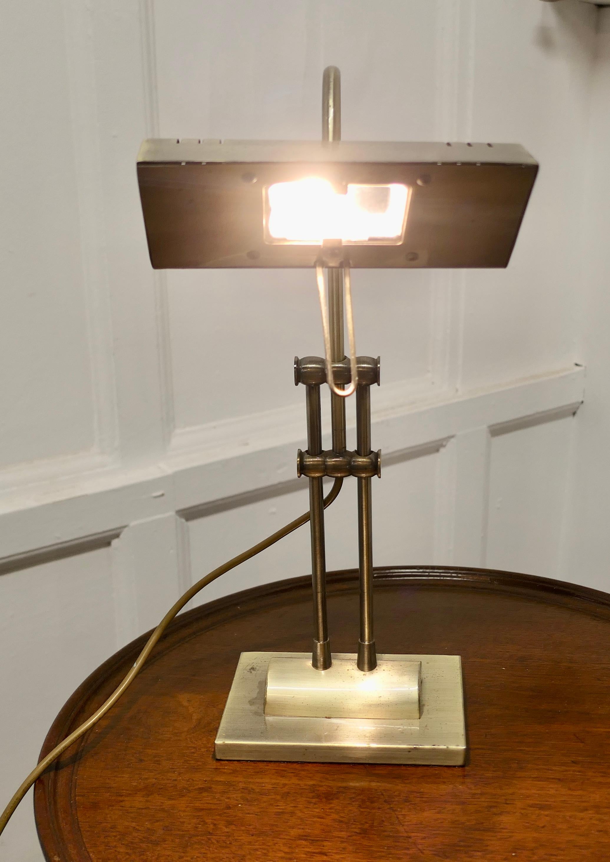 20th Century Retro Brass Adjustable Bankers’s Desk Lamp   
