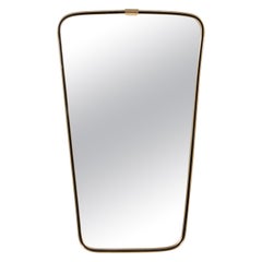 Retro Brass Mirror with Black and Gold Details, 1960s