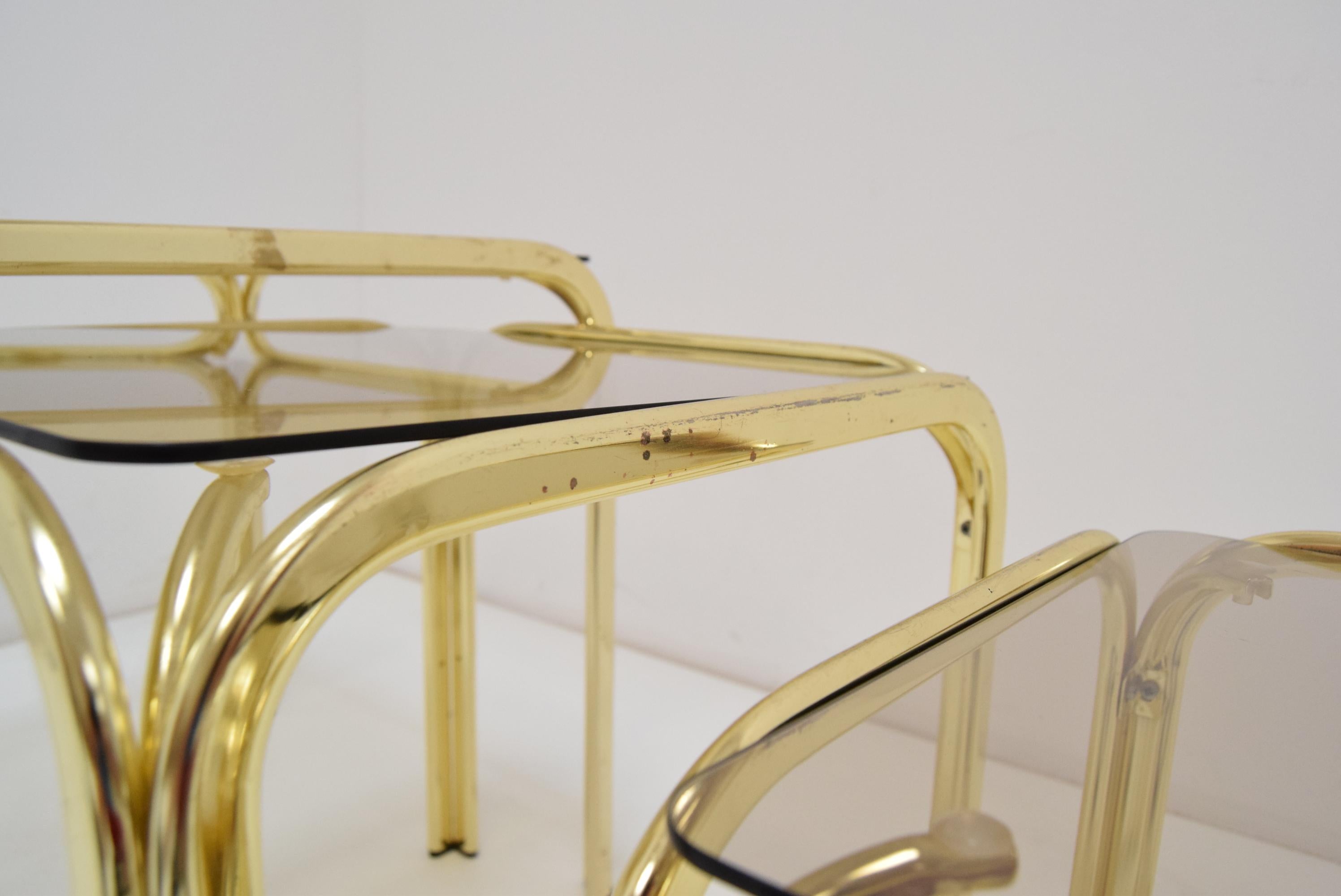 Retro Brass Nesting Tables, circa 1990's For Sale 1