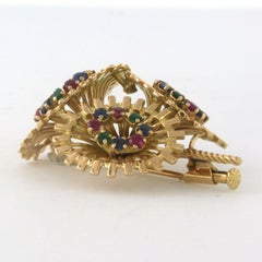 RETRO Brooch with emerald, ruby and sapphire 18k gold 12.3 grams