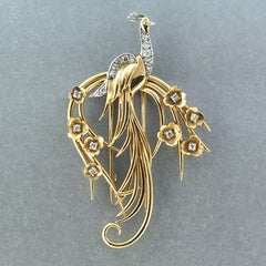 RETRO brooch with old mine cut diamonds up to 1.00ct 18k gold and platinum