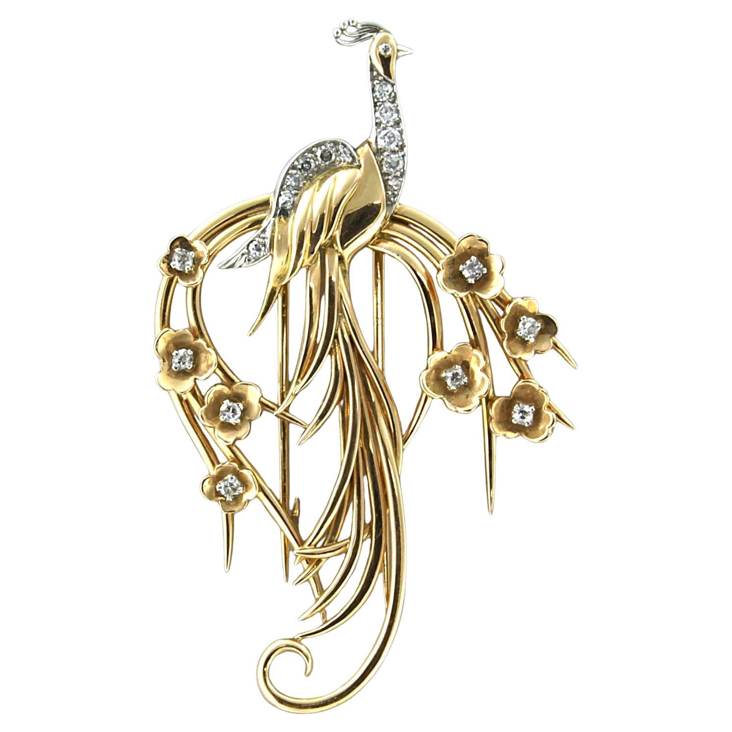 Spilla RETRO con diamanti taglio old mine fino a 1,00ct in oro 18k e platino