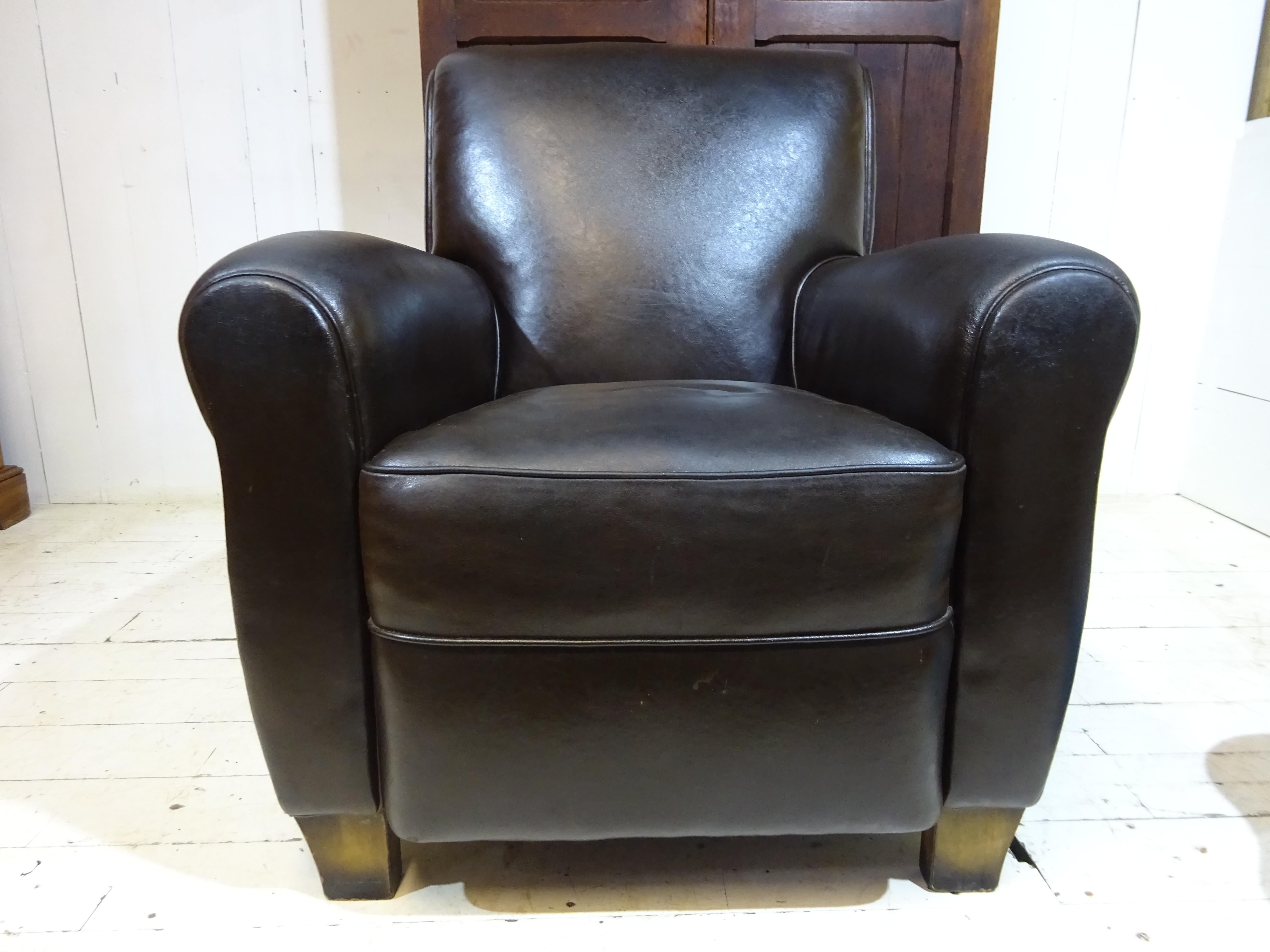 British Retro Brown Distressed Leather Armchair