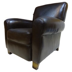 Used Brown Distressed Leather Armchair