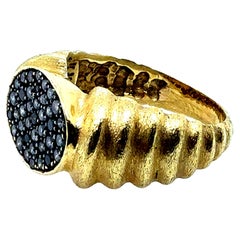 Retro Brushed Yellow Gold Natural Diamond Statement Ring by R. Stone