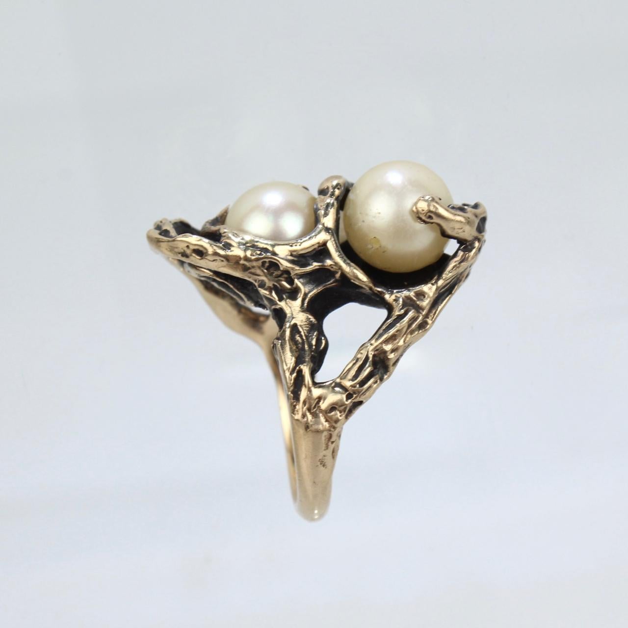 vintage double pearl ring
