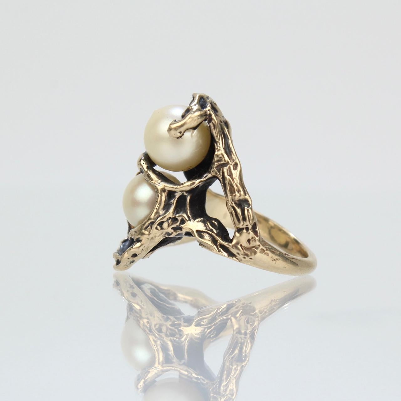 double pearl ring gold