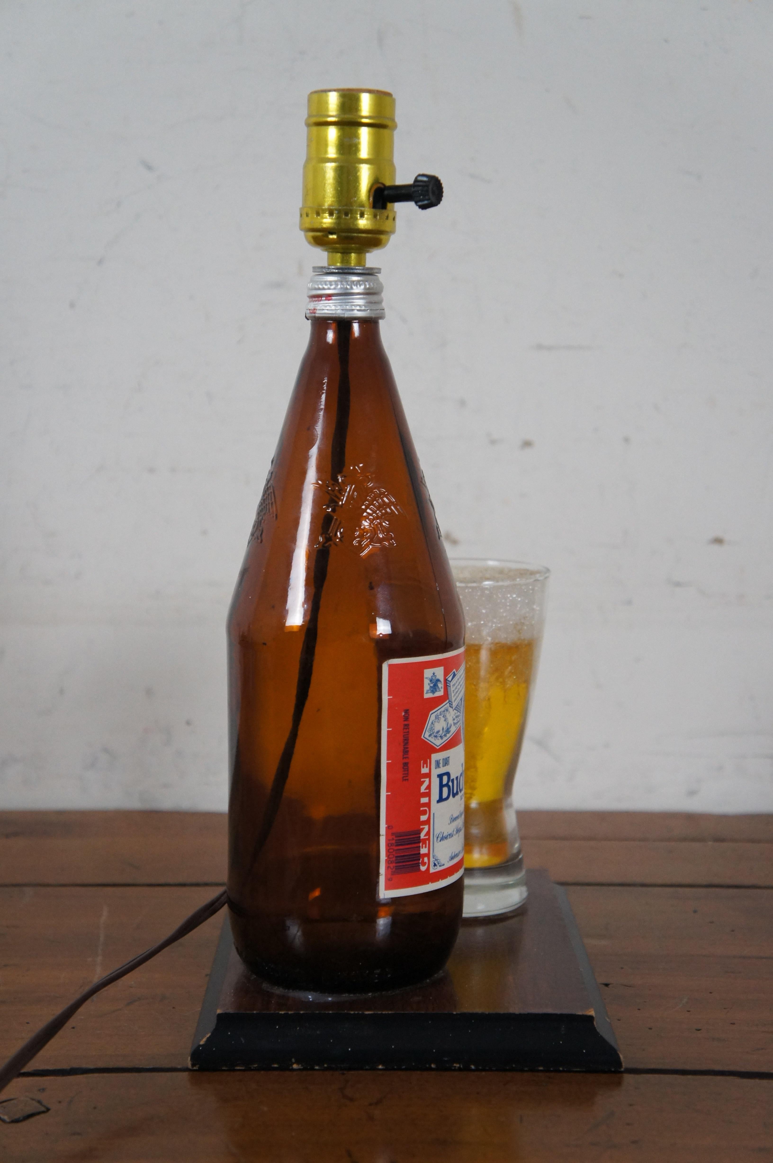 Retro Budweiser Anheuser Busch 32oz Quart Beer Bottle Table Lamp 13