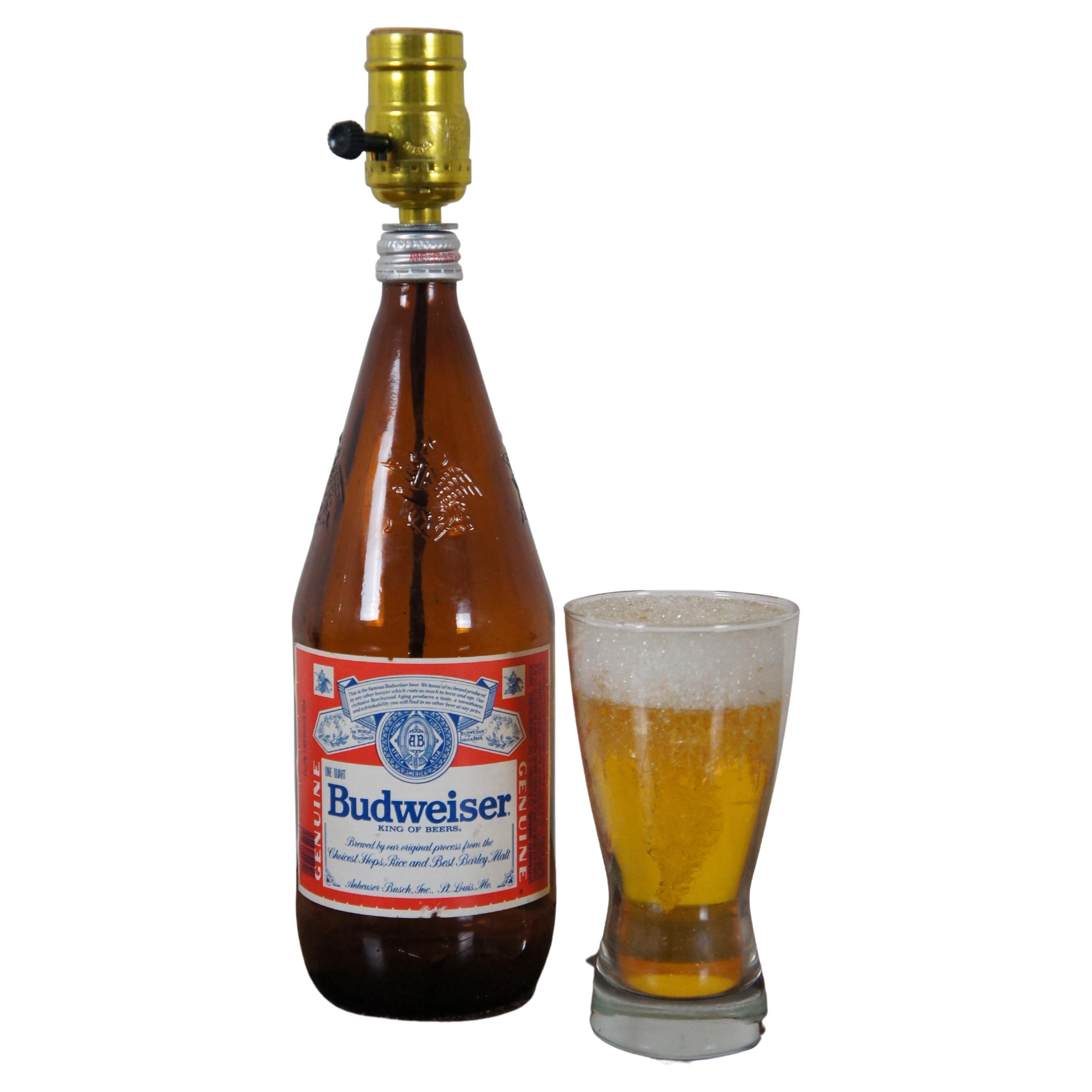 Retro Budweiser Anheuser Busch 32oz Quart Beer Bottle Table Lamp 13"