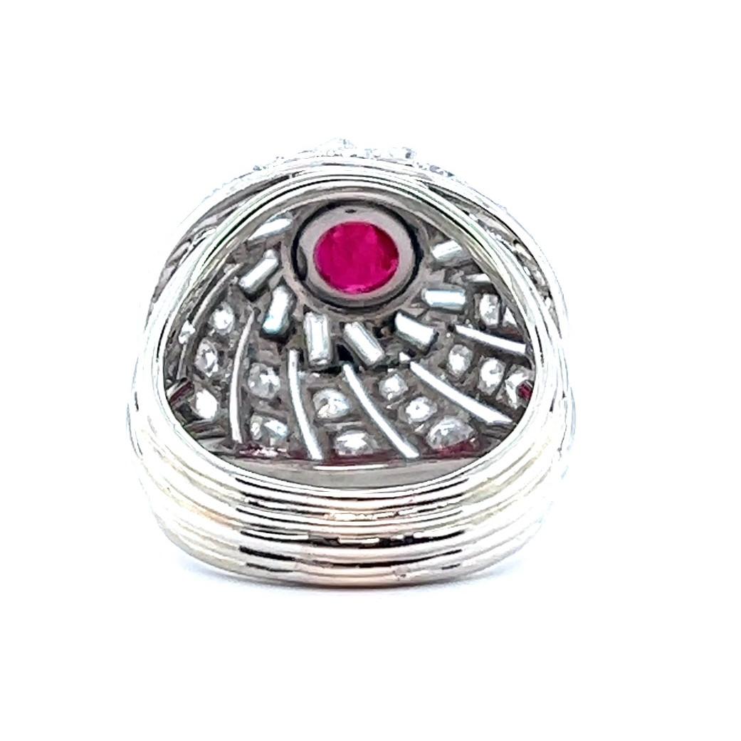 Retro 2.10 Ruby Diamond Platinum Dome Ring 1