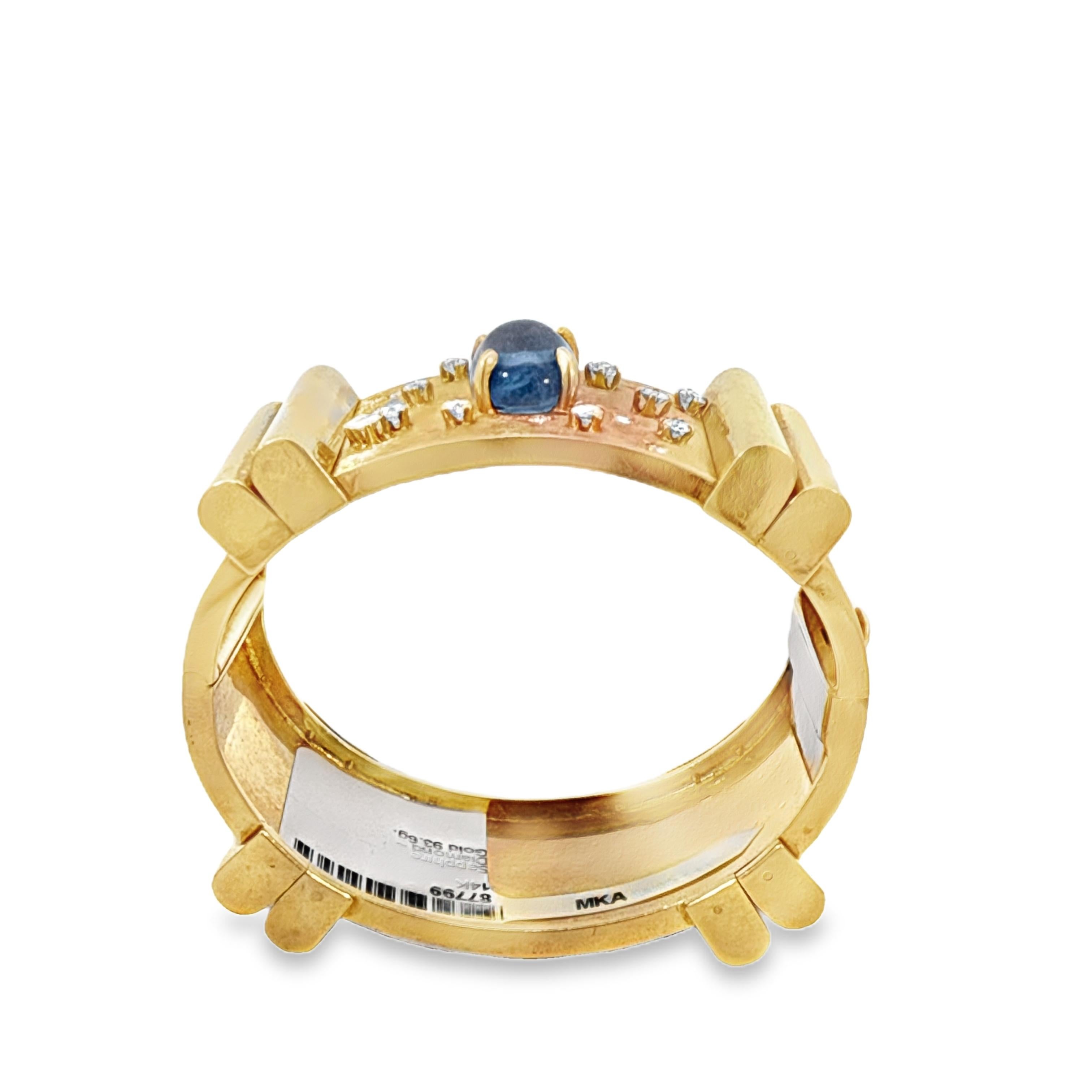 Cabochon Bracciale largo con zaffiro e diamante con cabochon retrò in vendita