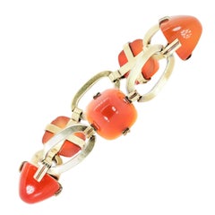 Vintage Carnelian and Gold Bracelet