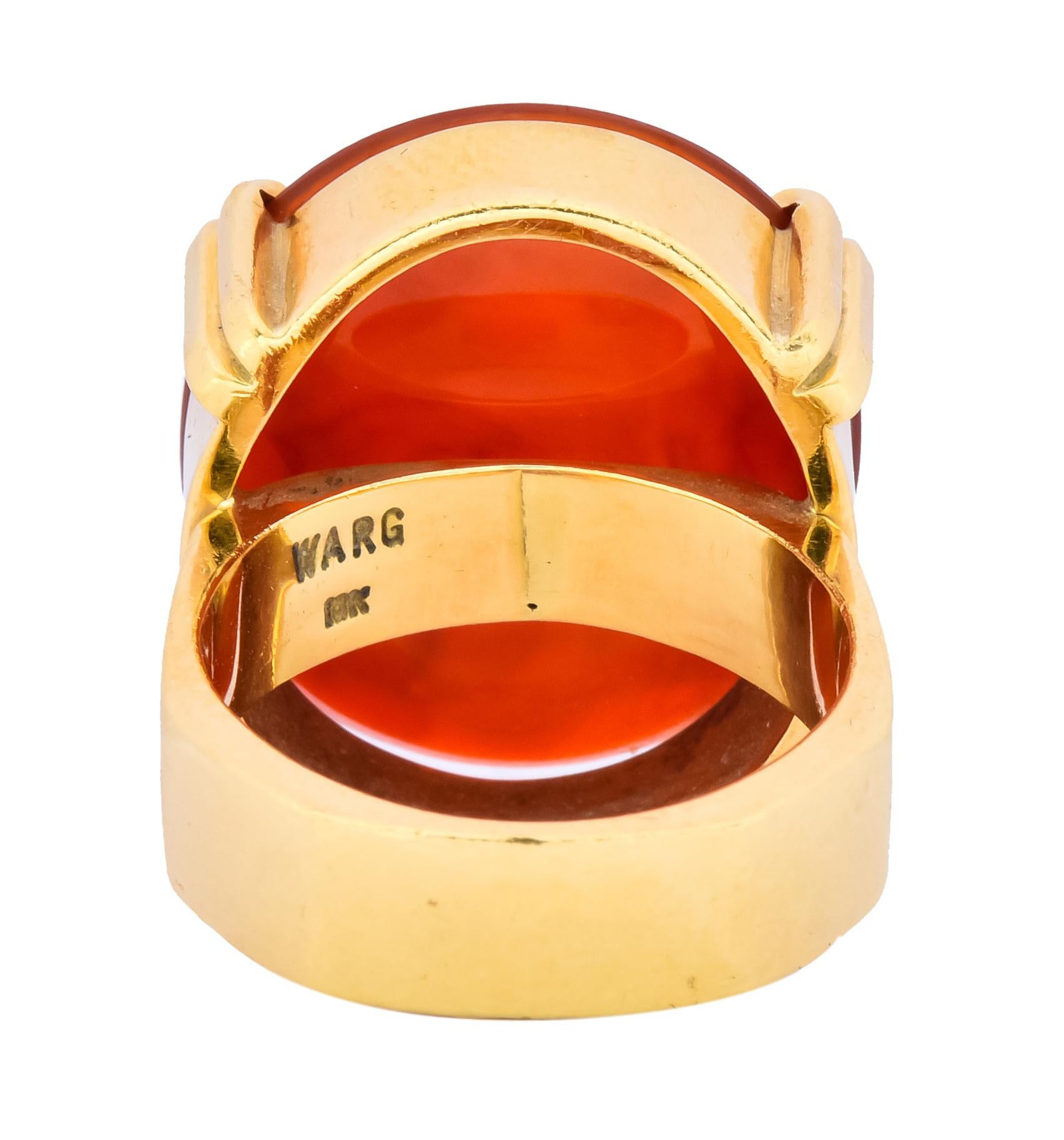 Retro Carnelian Intaglio 18 Karat Gold Deo Regi Patria Ring 1