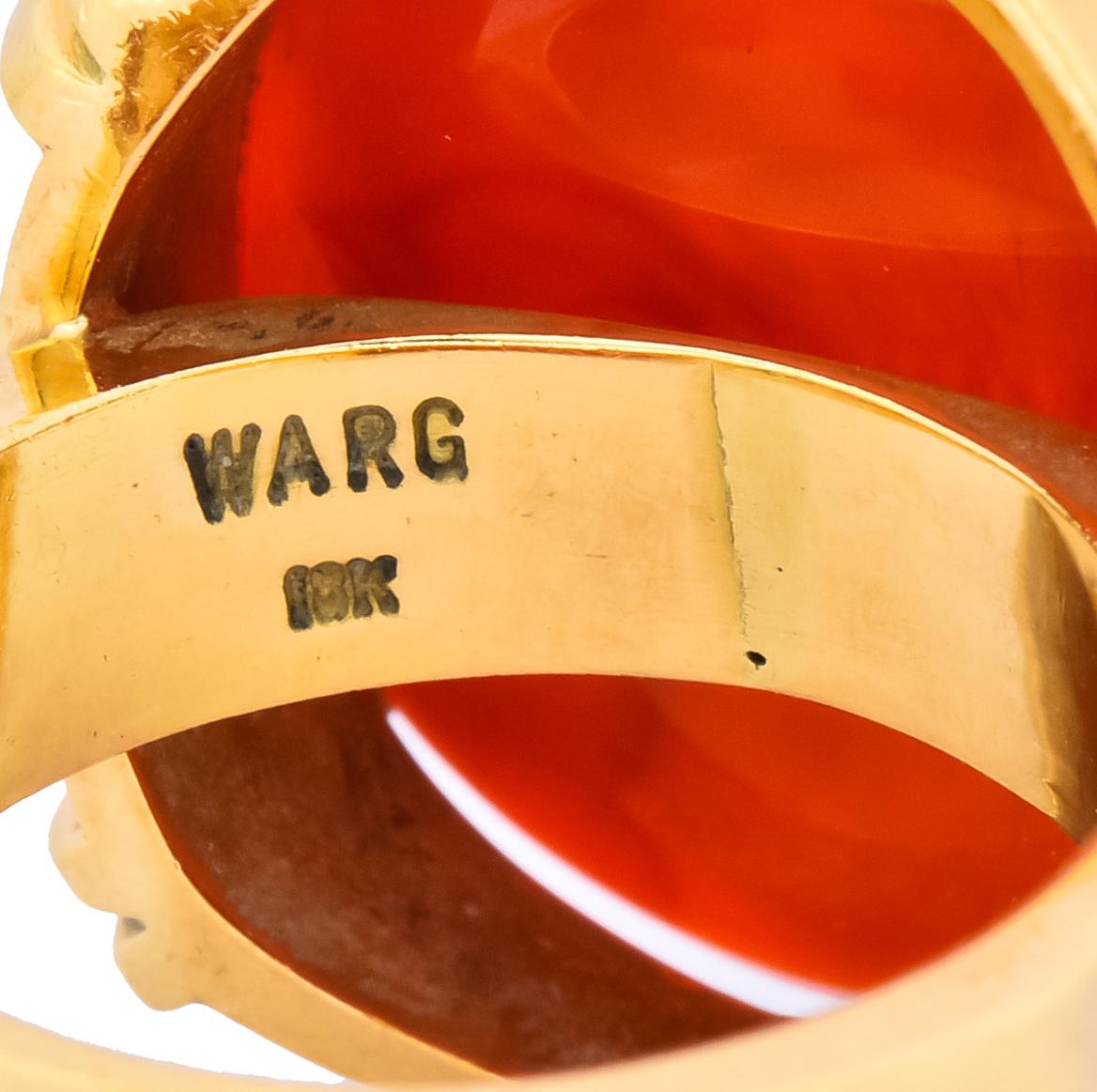 Retro Carnelian Intaglio 18 Karat Gold Deo Regi Patria Ring 2