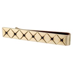 Retro Cartier 14 Karat Gold and Sapphire Men's Tie Clip