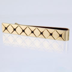 Retro Cartier 14 Karat Gold and Sapphire Men's Tie Clip