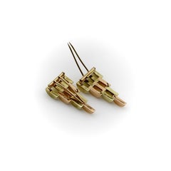 Retro Cartier 14K Yellow and Rose Gold Pyramid Dress Clips