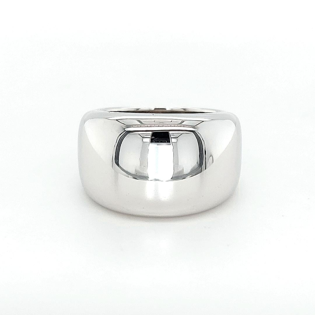 Retro Cartier 1997 18K White Gold Nouvelle Vague Dome Ring 

Material: 18kt white gold

Signatures: Cartier, 750, 803092, 52

Ring size: 52 ( can be adjusted for free)

Measurements: diameter 23.5 mm, width 13.6 mm

Total weight: 15.4 gram / 0.545