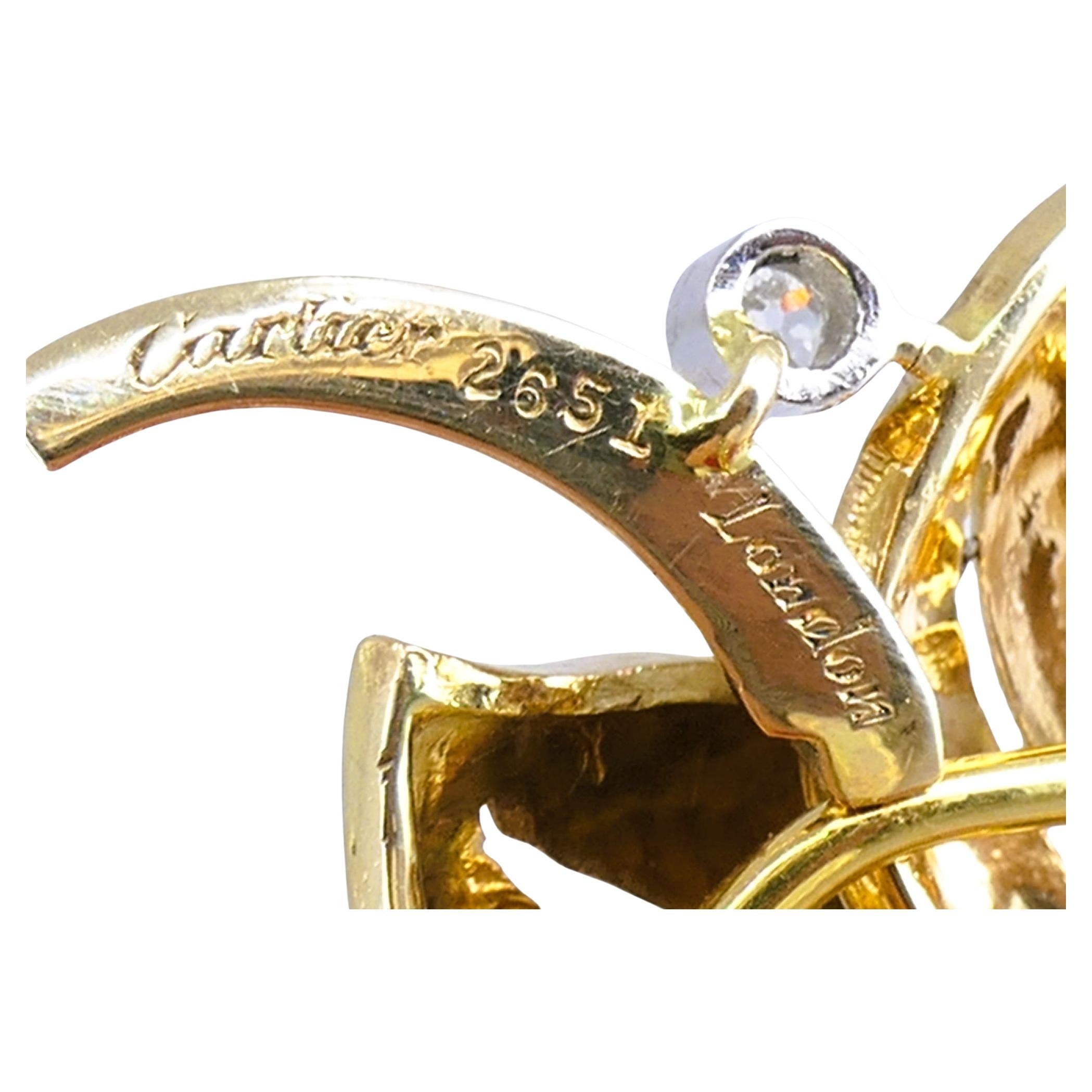 Retro Cartier Citrine Earrings 18k Gold Gemstones Clip-on Estate Jewelry In Good Condition For Sale In Beverly Hills, CA