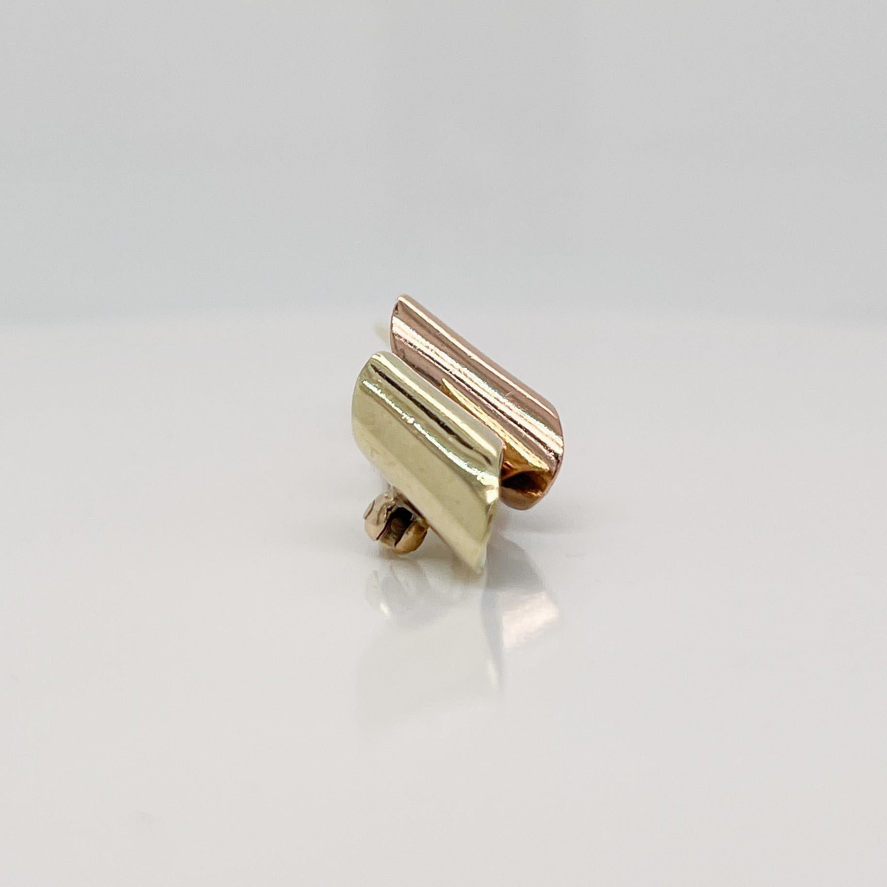 Spilla retrò Cartier con diamante e nastro in oro giallo e rosa 14 carati in vendita 2