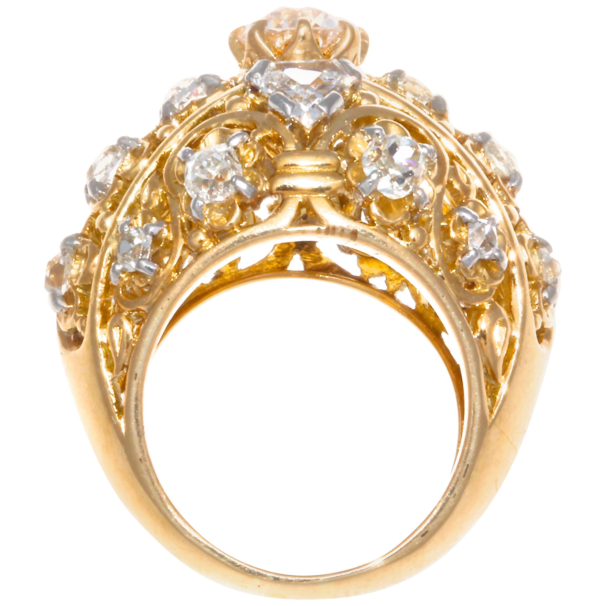 Retro Cartier Diamond Gold Ring