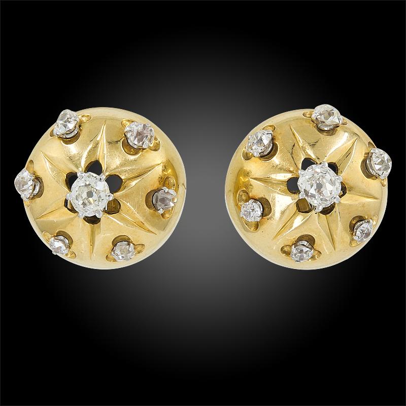 Taglio rotondo Cartier Retro Diamante Oro Giallo Collana Suite in vendita