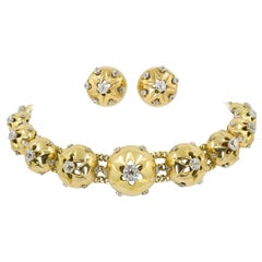 Cartier Retro Diamond Yellow Gold Necklace Suite