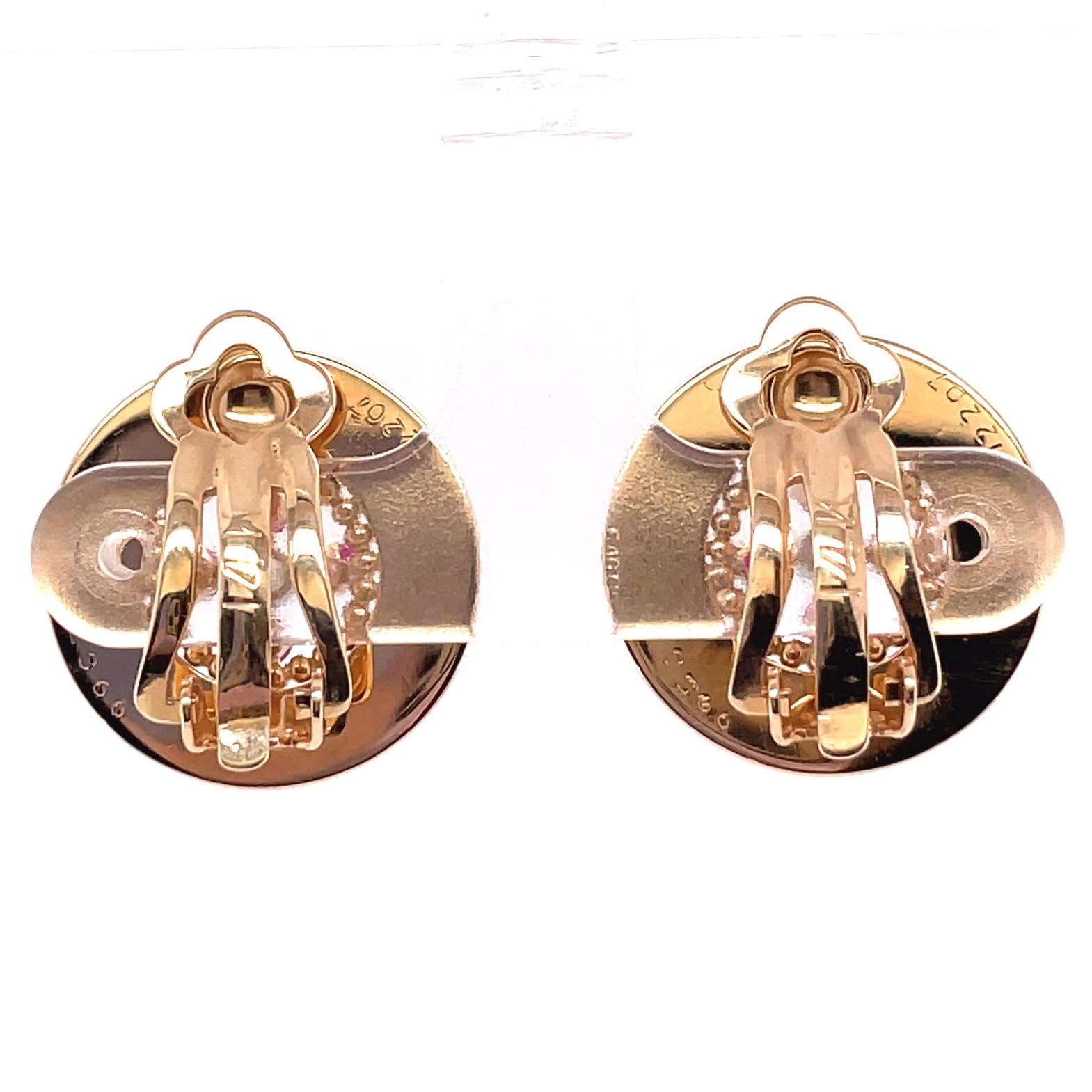 Retro Cartier Diamond Ruby 14 Karat Gold Disk Clip Earring 1