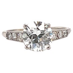 Retro Cartier GIA 2.03 Carats Diamond Platinum Engagement Ring