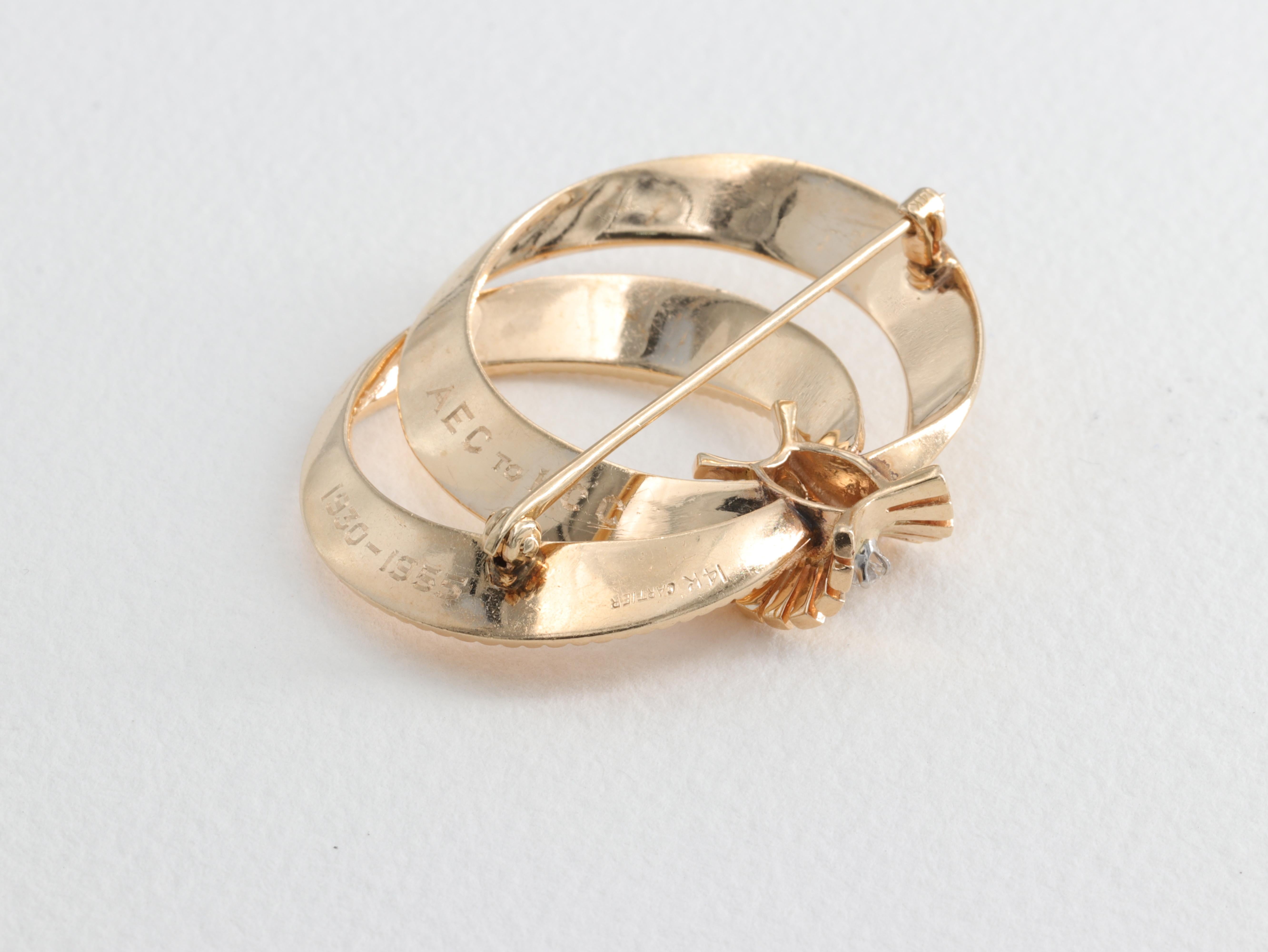 Cartier Mid Century Yellow Gold and Diamond Circular Brooch For Sale 2