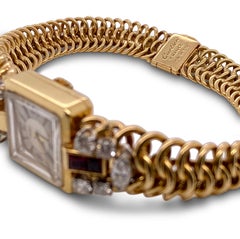 Retro Cartier Gold Diamond and Ruby Ladies Dress Watch