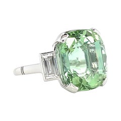  Retro Mint Green Tourmaline Diamond Cocktail Ring