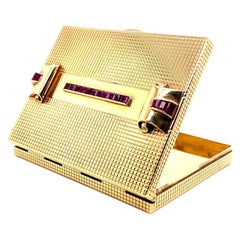 Vintage Cartier Ruby Gold Vanity Case