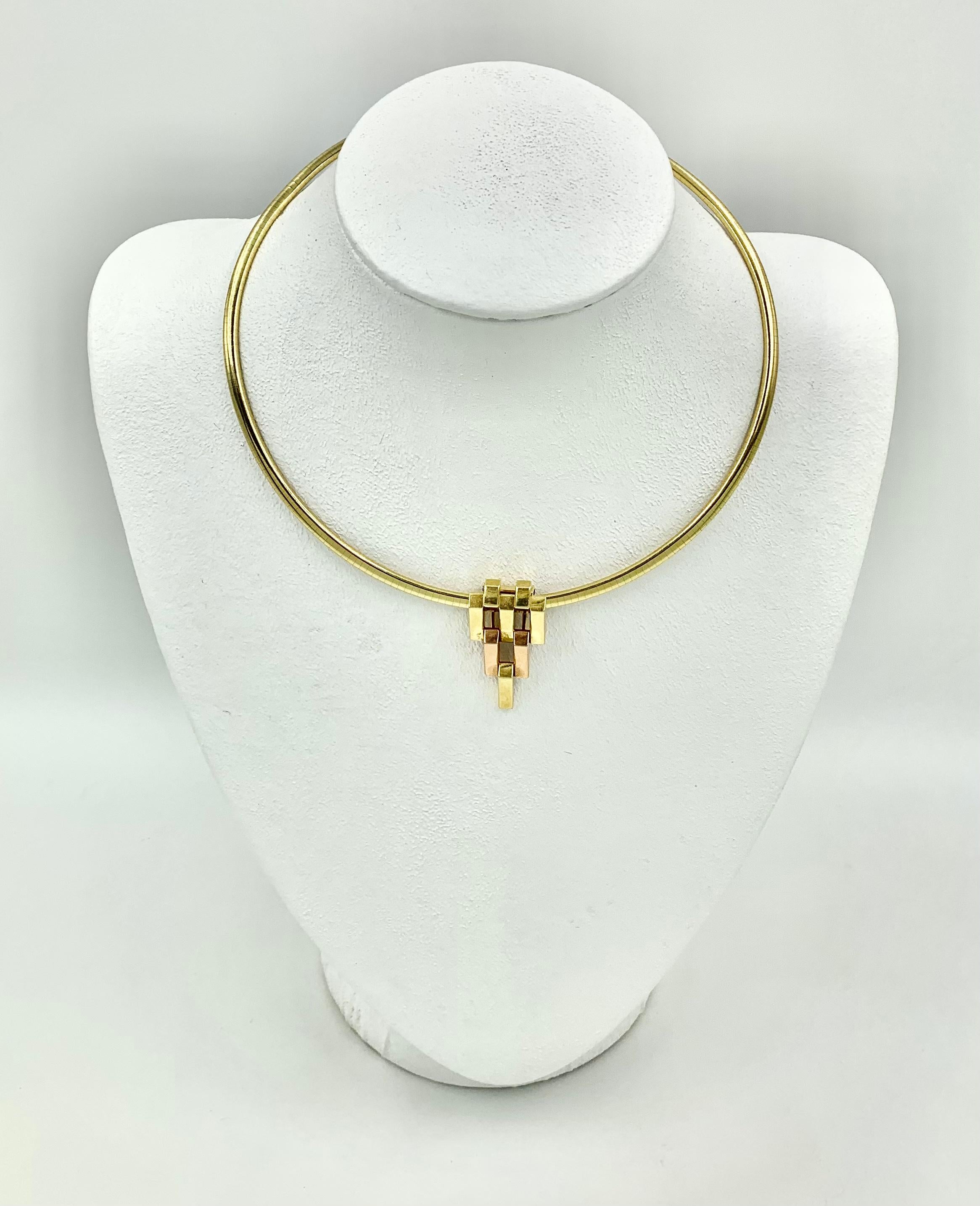 Retro Cartier Substantial 14K Yellow, Rose Gold Bars Pendant Clip Brooch, 1940's For Sale 7