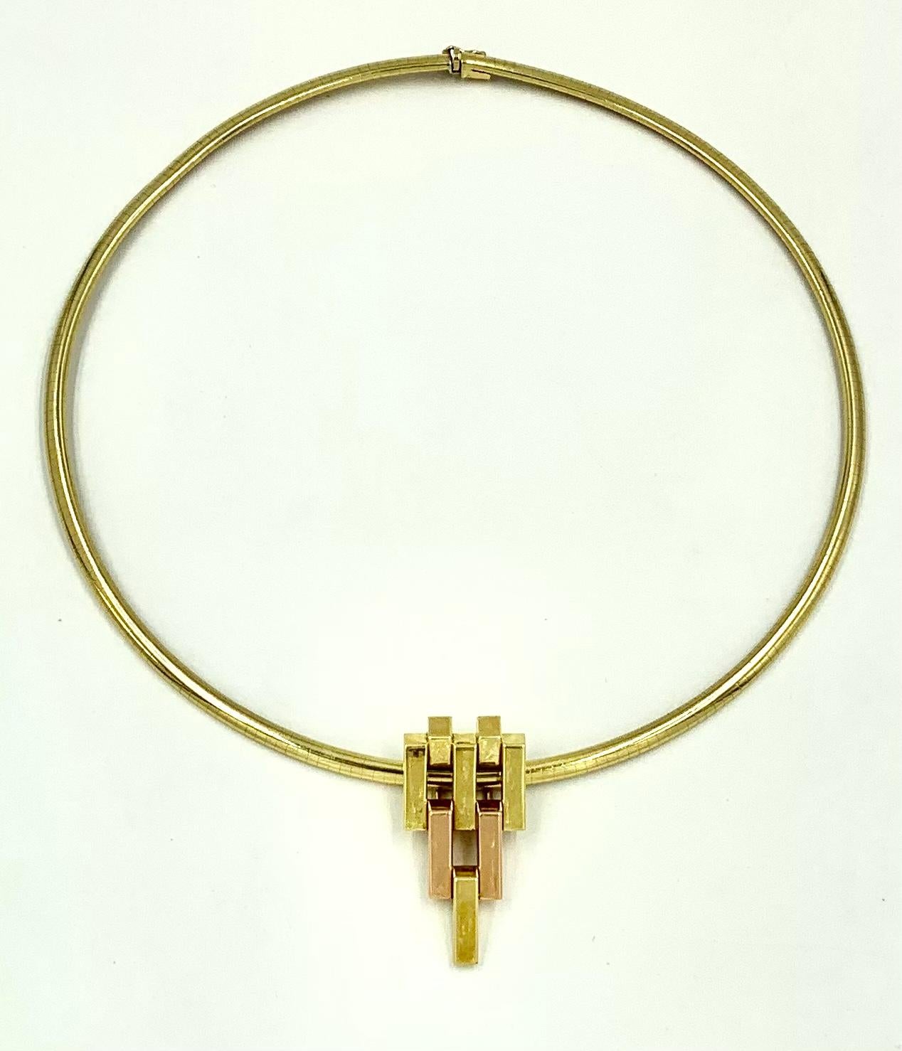 Retro Cartier Substantial 14K Yellow, Rose Gold Bars Pendant Clip Brooch, 1940's For Sale 8