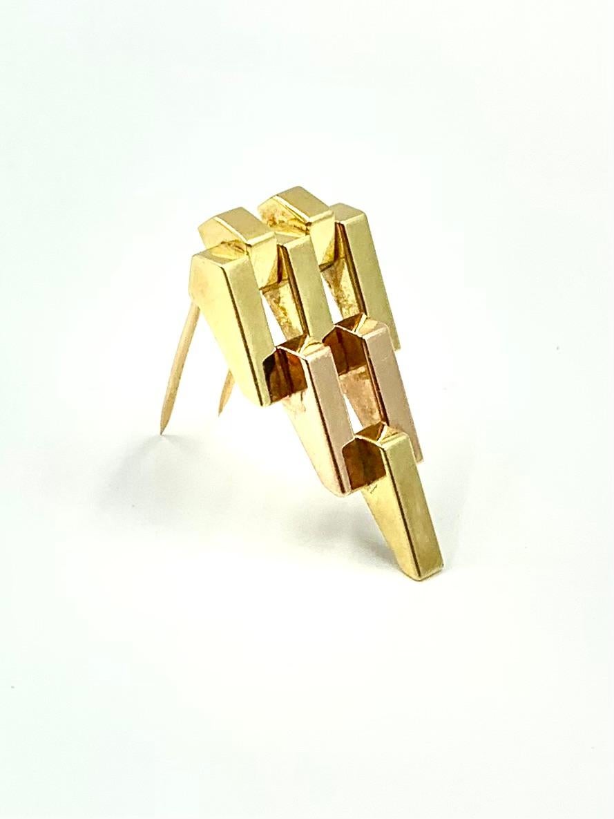 Retro Cartier Substantial 14K Yellow, Rose Gold Bars Pendant Clip Brooch, 1940's For Sale 1
