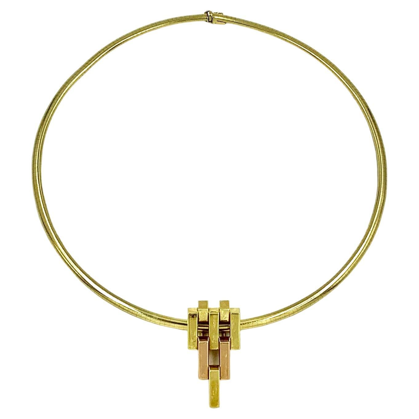 Retro Cartier Substantial 14K Yellow, Rose Gold Bars Pendant Clip Brooch, 1940's