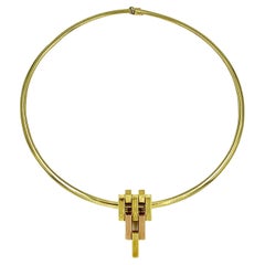 Retro Cartier Substantial 14K Yellow, Rose Gold Bars Pendant Clip Brooch, 1940's