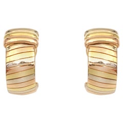 Retro Cartier Tubogas 18kt Tri-Gold Hoop Earrings