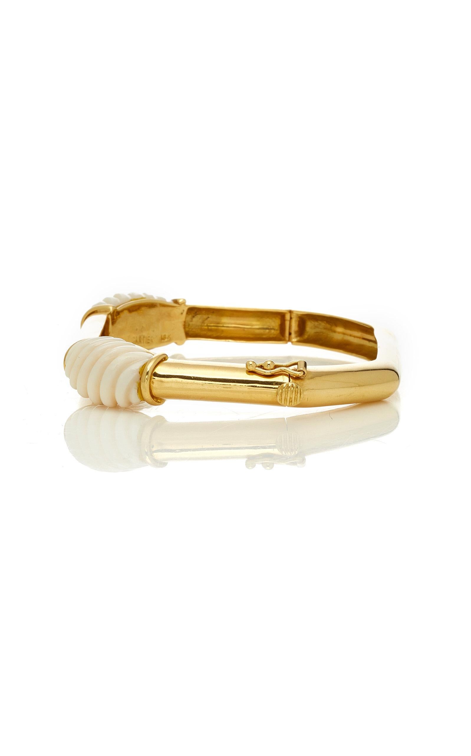 Retro Cartier White Coral Gold Bracelet In Excellent Condition In New York, NY