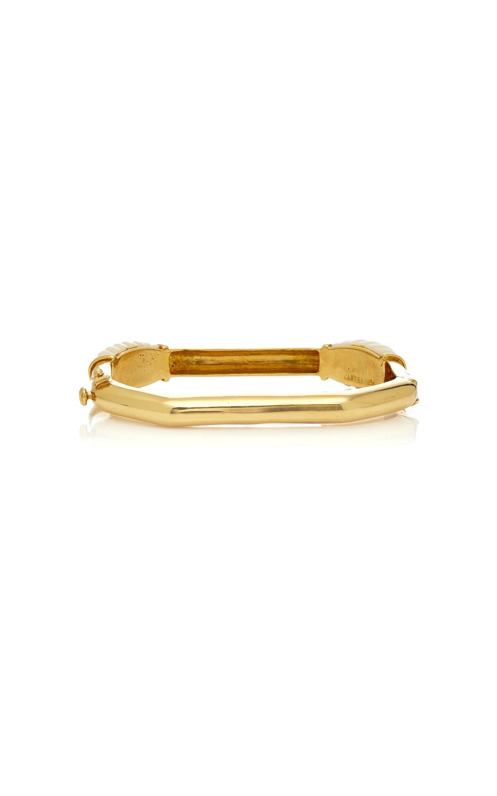 Women's or Men's Retro Cartier White Coral Gold Bracelet