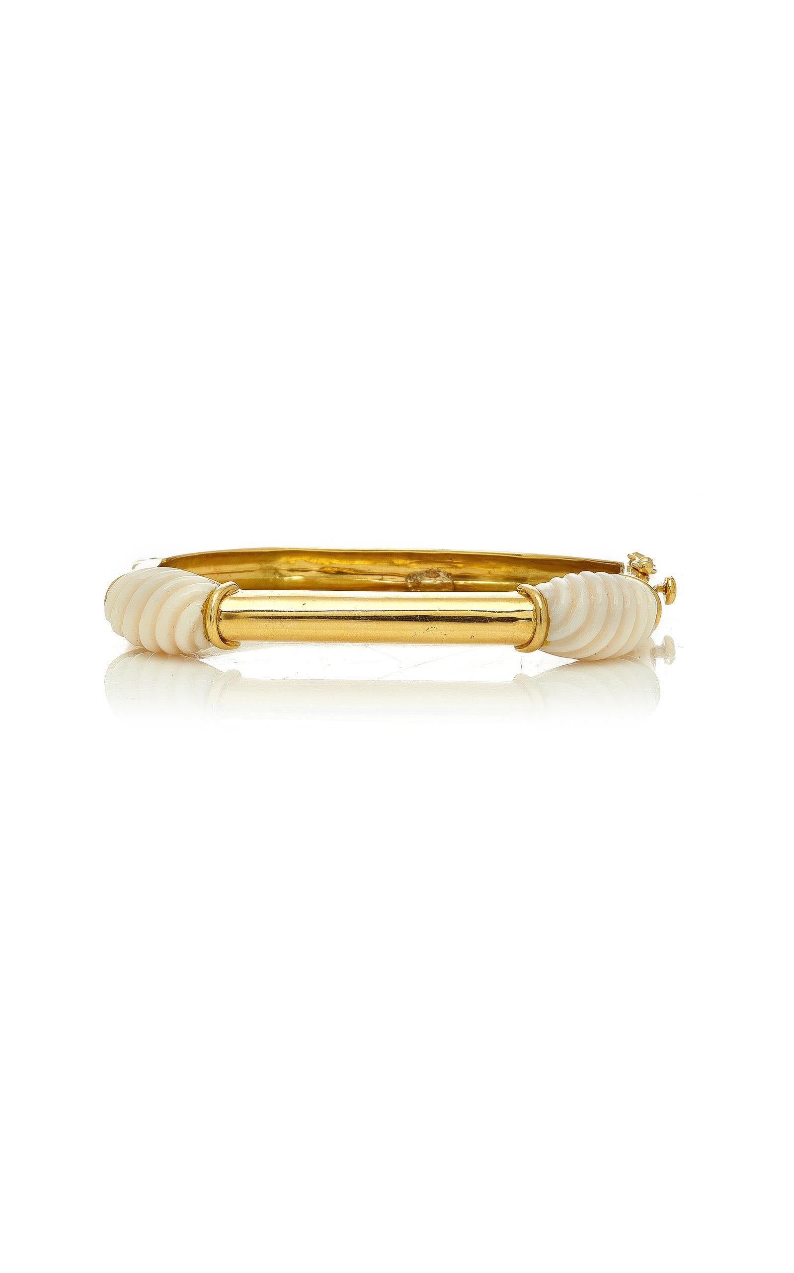 Women's or Men's Retro Cartier White Coral Gold Bracelet 