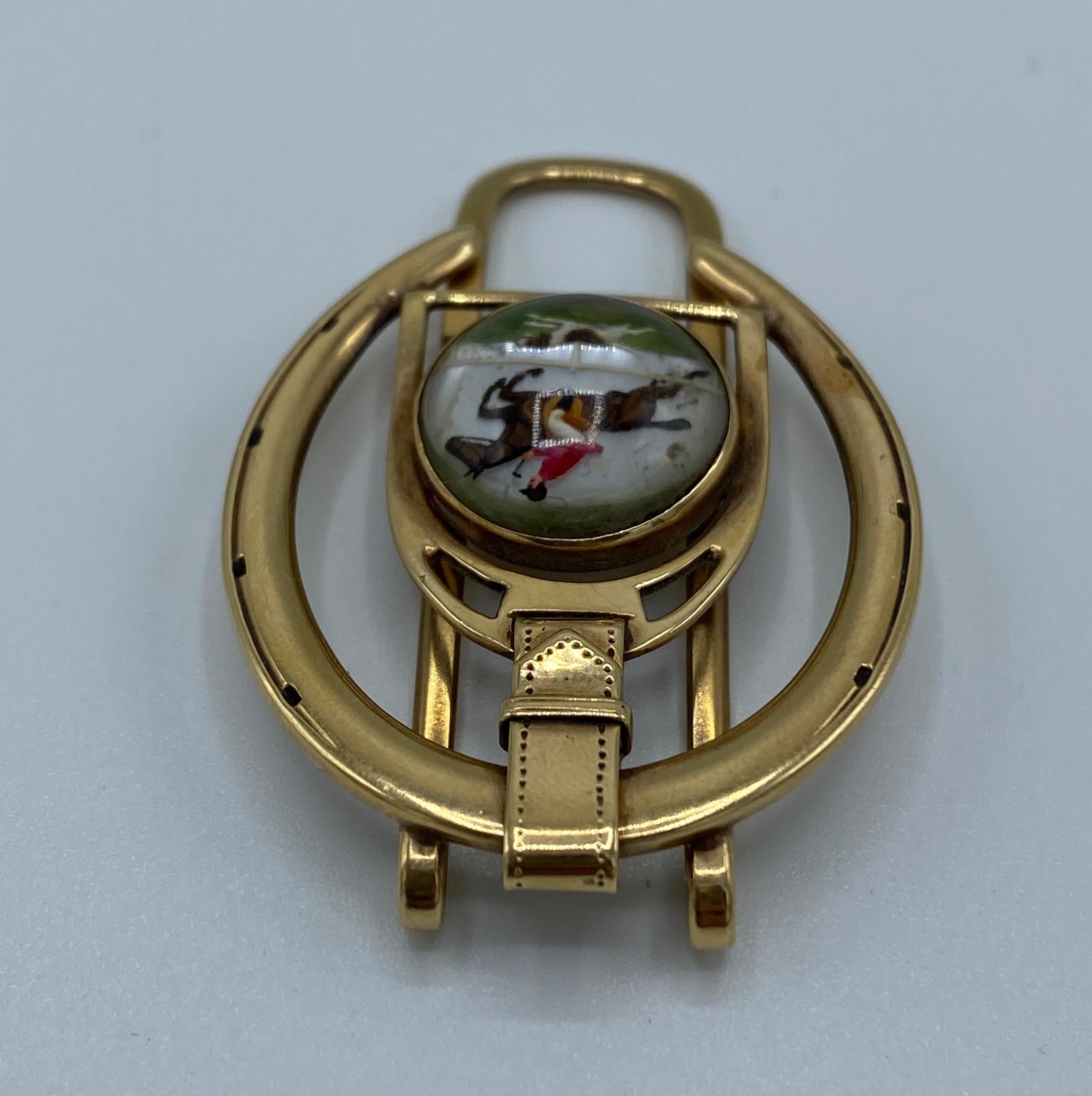 Retro Cartier Yellow Gold and Enamel Horseshoe Money Clip  In Excellent Condition In Beverly Hills, CA