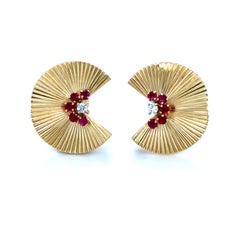 Retro Cartier, Yellow Gold, Ruby and Diamond Set