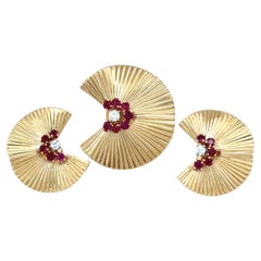 Retro Cartier, Yellow Gold, Ruby and Diamond Set