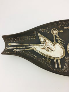 Late 20th Century Ceramic Plate with Stylized Peacock Couple Motive 1970's