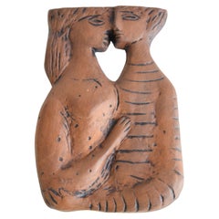Scultura da parete in ceramica retrò, Cecoslovacchia, anni '50 circa.