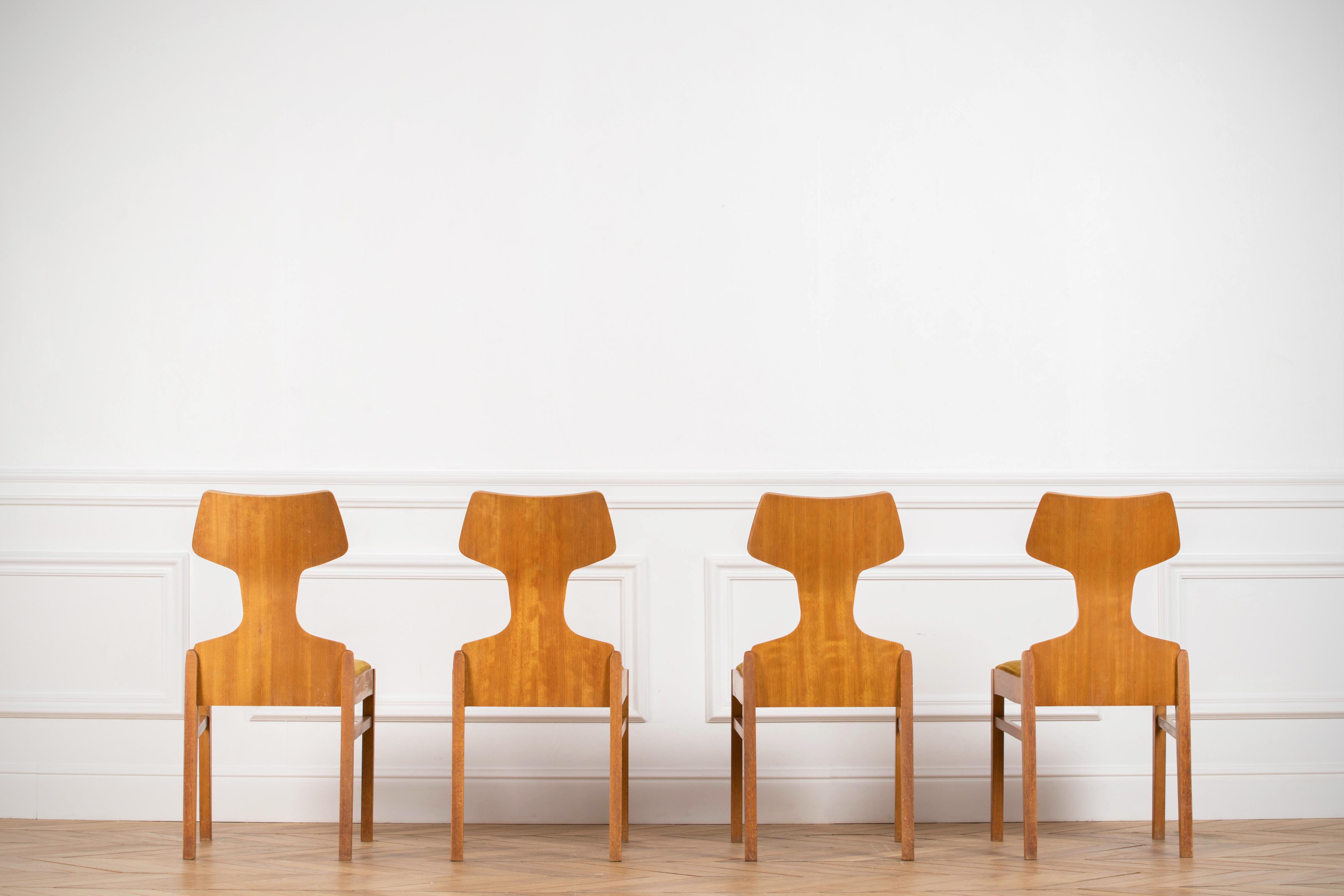 Retro Chairs Scandinavian Design 1960s by Alphons Loebenstein In Good Condition In Wiesbaden, DE