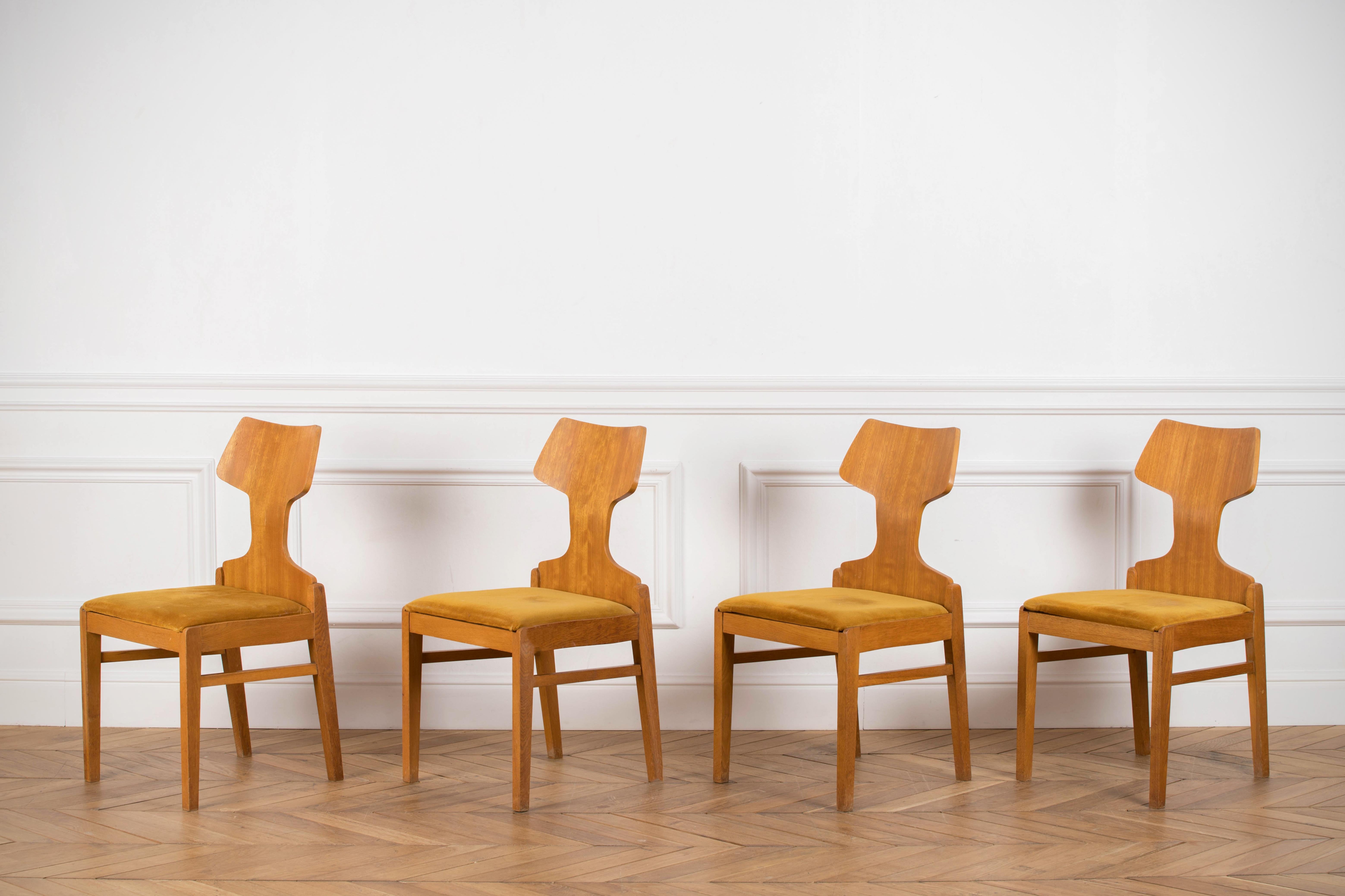 Wool Retro Chairs Scandinavian Design 1960s by Alphons Loebenstein