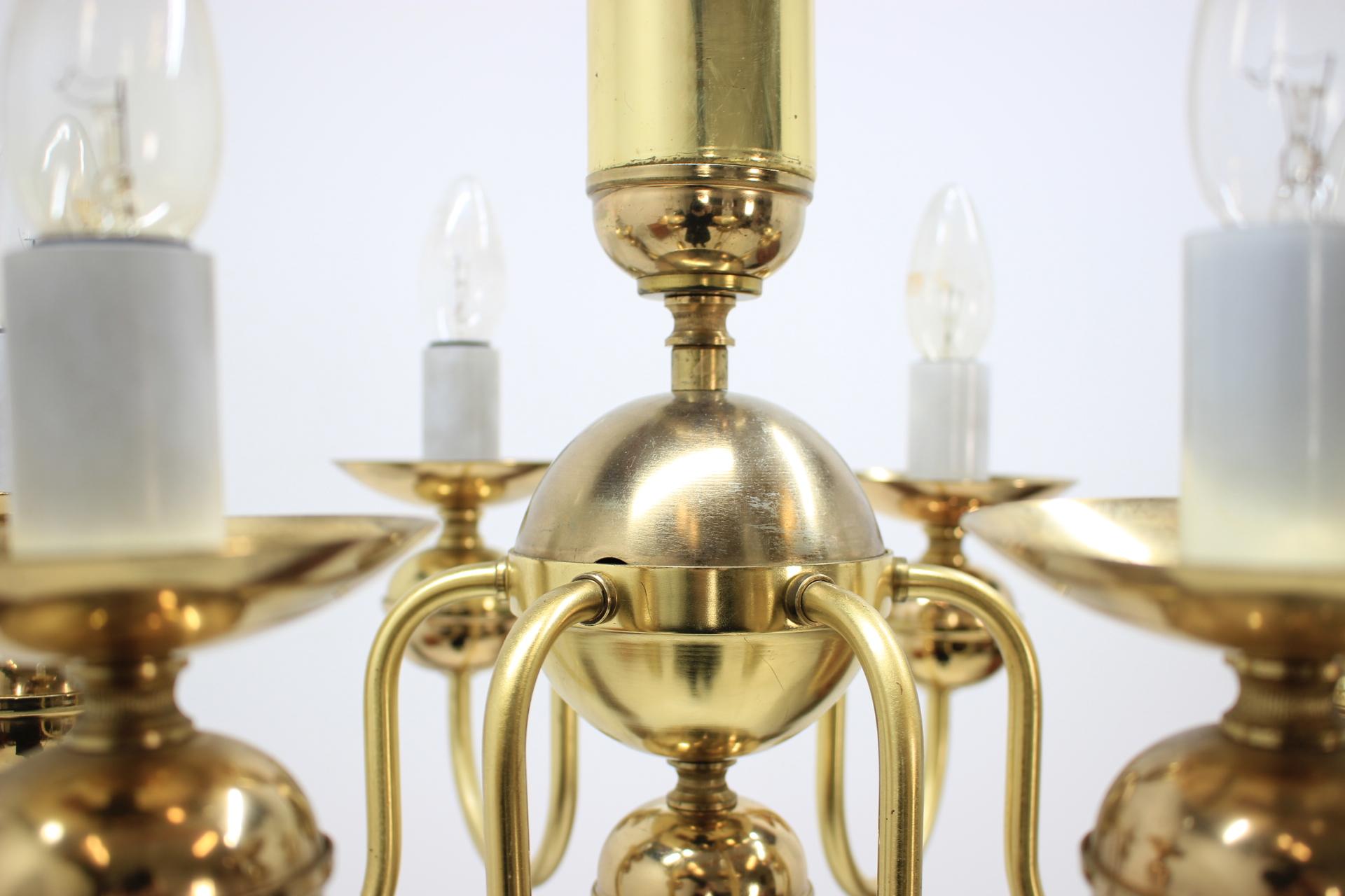 Brass Retro Chandelier by Kamenický Šenov, 1950s For Sale